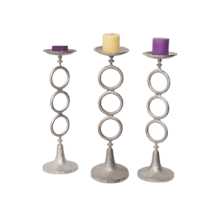 ALUMINIUM PILLAR CANDLE HOLDER SET OF 3 (POLISH)